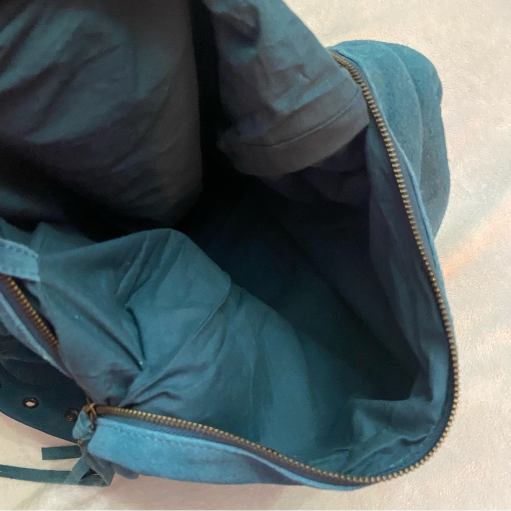 New! Free People westbound suede tote hobo bag carryall blue nwot - Picture 8 of 13